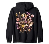 Wildflower Graphic Botanical Floral Bouquet Vintage Meadow Zip Hoodie