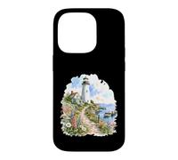 Wildflower Harbor Lighthouse Watercolor Art Case for iPhone 14 Pro