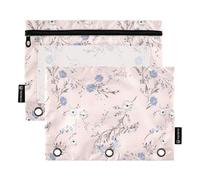 Wildflower Light Pink Pencil Pouch for 3-Ring Binder Clear Pencil Case