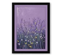 Wildflower Meadow at Dusk Boho Framed Wall Art Print A4 (29.7×21cm) Black, Wall Decor for Living Room, Bedroom, Office & Home, Ready to Hang, Art Gift