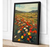 Wildflower Meadow at Horizon Canvas Wall Art Print 36x24 Inch