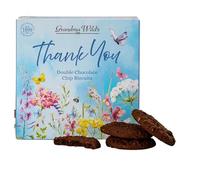 Wildflower Meadow Biscuit Gift Set - Happy Birthday Biscuits Box with Strawberry & Clotted Cream Shortbread Biscuits or Thank You Biscuits Box with Double Choc Chip Biscuit Vegetarian (Thank You)