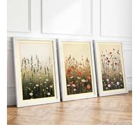 Wildflower Meadow Collection Botanical Set of 3 Framed Wall Art Prints A1