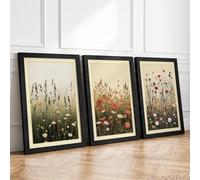 Wildflower Meadow Collection Botanical Set of 3 Framed Wall Art Prints A3