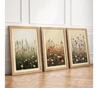 Wildflower Meadow Collection Botanical Set of 3 Framed Wall Art Prints A3