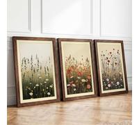 Wildflower Meadow Collection Botanical Set of 3 Framed Wall Art Prints A4