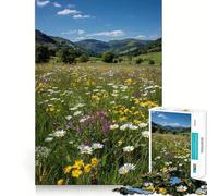 Wildflower Meadow in A Valley 1000 Piece Puzzle For Teenagers Mind Skill Play Laser Cut for Flawless Fit Relaxing Indoor Group Activity (38x52cm)