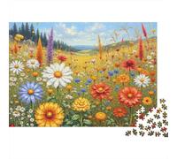 Wildflower Meadow Landscape 1000pc Colorful Flower Thick Cardboard Jigsaw Puzzle for Stress Relief Seekers Christmas Gathering Home Decor Classroom Puzzle Activity Gift Idea 70x50cm/1000pcs