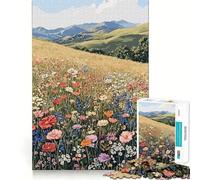 Wildflower Meadow Landscape Adults 1000 Pieces Puzzle Mental Focus Game Premium Laser Cut Quality Family Fun Night Activity (50x75cm)