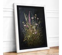 Wildflower Meadow Study Botanical Framed Wall Art Print A3 (42×29.7cm) White, Wall Decor for Living Room, Bedroom, Office & Home, Ready to Hang, Art Gift