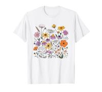 Wildflower Meadow Sunset Prairie Botanical Illustration T-Shirt