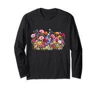 Wildflower Meadow with Botanical Watercolor Flowers Long Sleeve T-Shirt