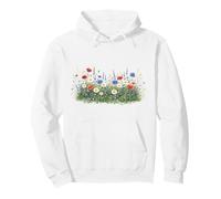 Wildflower Meadow With Daisies Botanical Nature Floral Pullover Hoodie