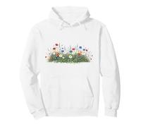 Wildflower Meadow With Daisies Botanical Nature Floral Pullover Hoodie