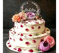 Wildflower Mr Mrs Cake Topper Bridal Shower Cake Decorations Mr & Mrs Cake Topper with Wild Flowers for Wedding Engagement Party Supplies Favors
