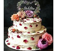 Wildflower Mr Mrs Cake Topper Bridal Shower Cake Decorations Mr & Mrs Cake Topper with Wild Flowers for Wedding Engagement Party Supplies Favors