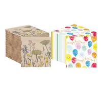 Wildflower Napkins 100pk & Happy Birthday Napkins 100pk Disposable Eco-Friendly Party Tableware Bundle