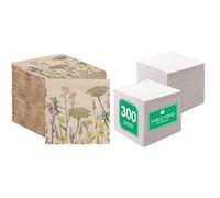 Wildflower Napkins 100pk & White Napkins 300pk Dual Pack Disposable Spring Bundle