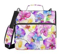Wildflower Orchid Flower 1.5 Inch 3 Ringing Organizer Binder with Handle and Removable Shoulder Strap Includes Zip Pocket Document Organizer for Middle Student