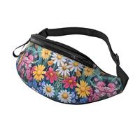 Wildflower Pictures Unisex Crossbody Waist Pack Colorful Plant Paintings Adjustable Waist Fanny Pack Daisy Trendy Printed Crossbody Bag Students - Trendy Hands-Free Bag for Campus Life 14X35CM