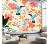 Wildflower Plants Murals, Non-Woven Wall Mural Photo Wallpaper - Plants Birds Wallpaper W250 x H175 cm for Bedroom Living Room Background Wall Decorative (Not Self-Adhesive)