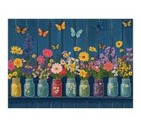 Wildflower Puzzles for Adults 1000 Pieces, Colorful Flower Garden Jigsaw Puzzles, Nature Butterfly Floral Vase Puzzle