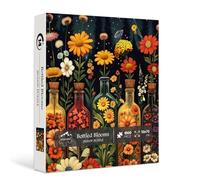Wildflower Puzzles for Adults 1000 Pieces, PICKFORU Colorful Flower Garden Jigsaw Puzzle Daisy Bottle, Difficult Nature Floral Vase Theme, Challenging for Adults