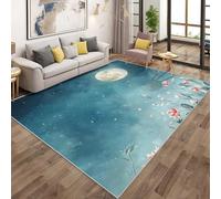 Wildflower Rugs - Full Moon Floral Starry Sky Area Rugs for Living Room Bedroom, Washable Non Slip Low Pile Small Carpet, Patterned Door Mat & Home Decor, 60x90cm QAZ18