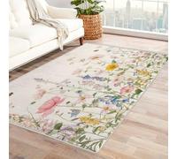 Wildflower Rugs Living Room Watercolor Floral Area Rugs for Bedroom 140 x 200, Printed Anti Slip Washable Short Pile Carpet for Kitchen Home Decor C-N6