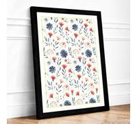 Wildflower Scatter Botanical Framed Wall Art Print A4 Black