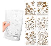 Wildflower Stencil Large Painting Template for DIY Craft Art Creation, 6Pcs(Wild Flowers)