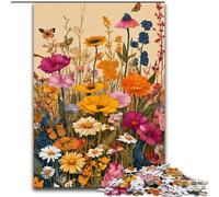Wildflower Summer Jigsaw Puzzles for Adults Teenagers Jigsaws Puzzle, Learning Educational Toys Family Games with Matching Poster And Trivia Sheet (50x75cm)