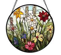 Wildflower Sun Catchers for Windows, Colourful Acrylic Hanging Suncatcher with Metal Chain, Vibrant Floral Window Decor for Bedroom, Maslasee,Living Room, Balcony and Wall