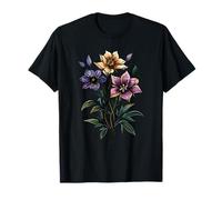 Wildflower Trio Botanical Bouquet Pastel Purple Pink T-Shirt