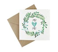 Wildflower Wedding Day Card - Eco-Friendly Plantable Greeting Celebration Card - Mr & Mr LGBTQ+ Gay Wedding Leaf Design
