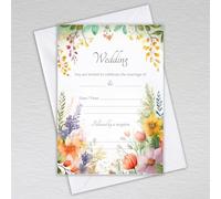 Wildflower Wedding Invitations with Envelopes Floral Wildflowers: Vibrant Wildflower Wedding Invites (Pack of 20 with Envelopes)
