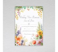 Wildflower Wedding Vow Renewal Save the Date Cards / Save the Day Invitations Floral Wildflowers: Floral Wildflower Wedding Vow Renewal Save the Date Invites (Pack of 50 without Envelopes)
