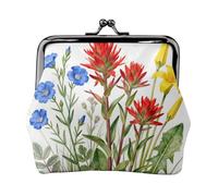 Wildflower World Leather Coin Purse for Women-Small Kiss Lock Wallet, Mini Card Holder for Keys Lipstick, Cute Change Purse for Travel