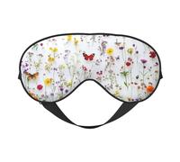 Wildflowers and Butterflies Print Sleep Mask with Adjustable Strap, Comfortable Eye Cover for Travel, Yoga, Napping, Sleeping & Relaxation