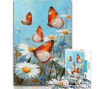 Wildflowers And Butterflies Puzzles for Adults Teens 1000 Pieces,Stress Reliever Staycation Kill Time with Matching Poster And Trivia Sheet 75x50cm