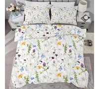Wildflowers Coverless Duvet Single 7.5 Tog, Floral Soft Quilt for Kids Boys Girls, Modern Lightweight Comforter Set for All Seasons, Easy Care Bedding Single Bed Size QE85