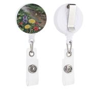Wildflowers Daisy Retractable Badge Reel - Personalized ID Name Badge Holder with Lanyard Cute Badges Reel Holder Round Nurse Doctor Name Tag Badges Clip for Work