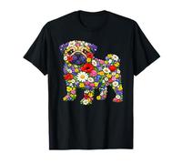 Wildflowers Dog Pug Flower Gardening Floral T-Shirt