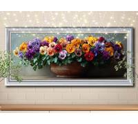 Wildflowers,Flowerpot Diamond Painting Kits,5D DIY Diamond Art Kits for Adults,Full Drill Gem Embroidery Arts Crafts Painting Pictures by Numbers 30x60cm,Diamond Art for Kids Gifts Home Decor 58Y-6872