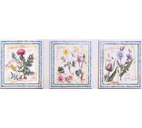 Wildflowers Garden Art Ceramic Tile 6" 15 cm Floral Decorative Wall Kitchen Backsplash Hand Decorated in UK (Set of 3 Images A/B/C)