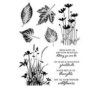 Wildflowers Leaf Designs Gratitude Letting Go Friendly Greeting Silicone Clear Stamp for Card Making DIY Scrapbooking Handmade Paper Craft Photo Album Decor Embossing Stencil Seal