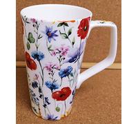 Wildflowers Meadow 20oz Set of 2 Mugs Fine Bone China Large Jumbo 1 Pint Multi Colour Floral Latte Coffee Tea Cups Hand Decorated UK