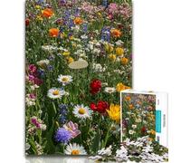 Wildflowers Oil Painting 1000 Piece Jigsaw Puzzles for Adults,Help The Brain Exercise Addictive Toys to Cultivate Patience A Work of Art (75x50cm)