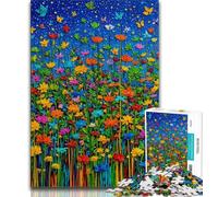 Wildflowers Oil Painting Puzzles for Teenagers Teens 1000pc Puzzle,Challenging To Complete But Fun And Humorous with Matching Poster And Trivia Sheet 38x26cm