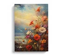 Wildflowers Romanticism Art Canvas Print | Gallery Wrapped 30mm Frame Wall Art | 30x20 inches | Ready to Hang | Contemporary Picture | Living Room Bedroom Lounge Office